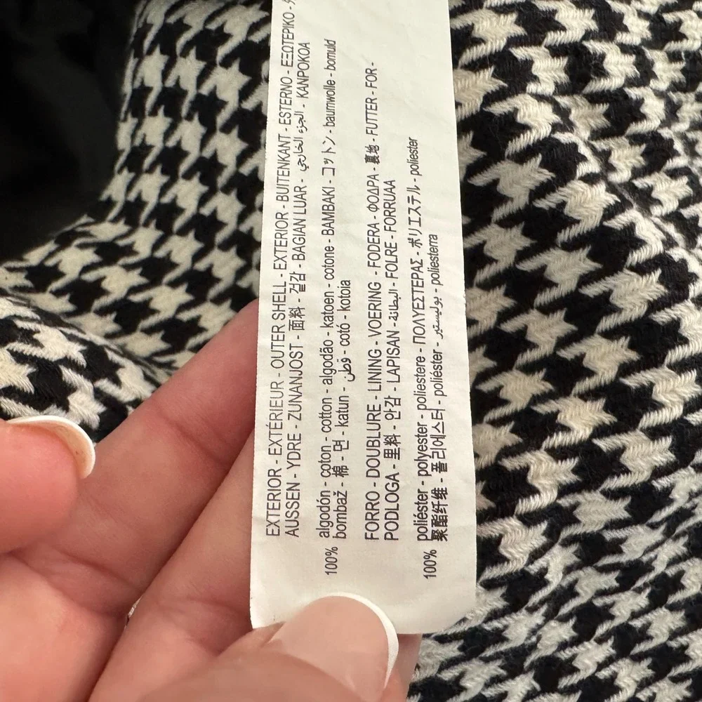 Zara Houndstooth Flutter Sleeve Midi Dress Tie‎ Small Retro Pin Up French Girl